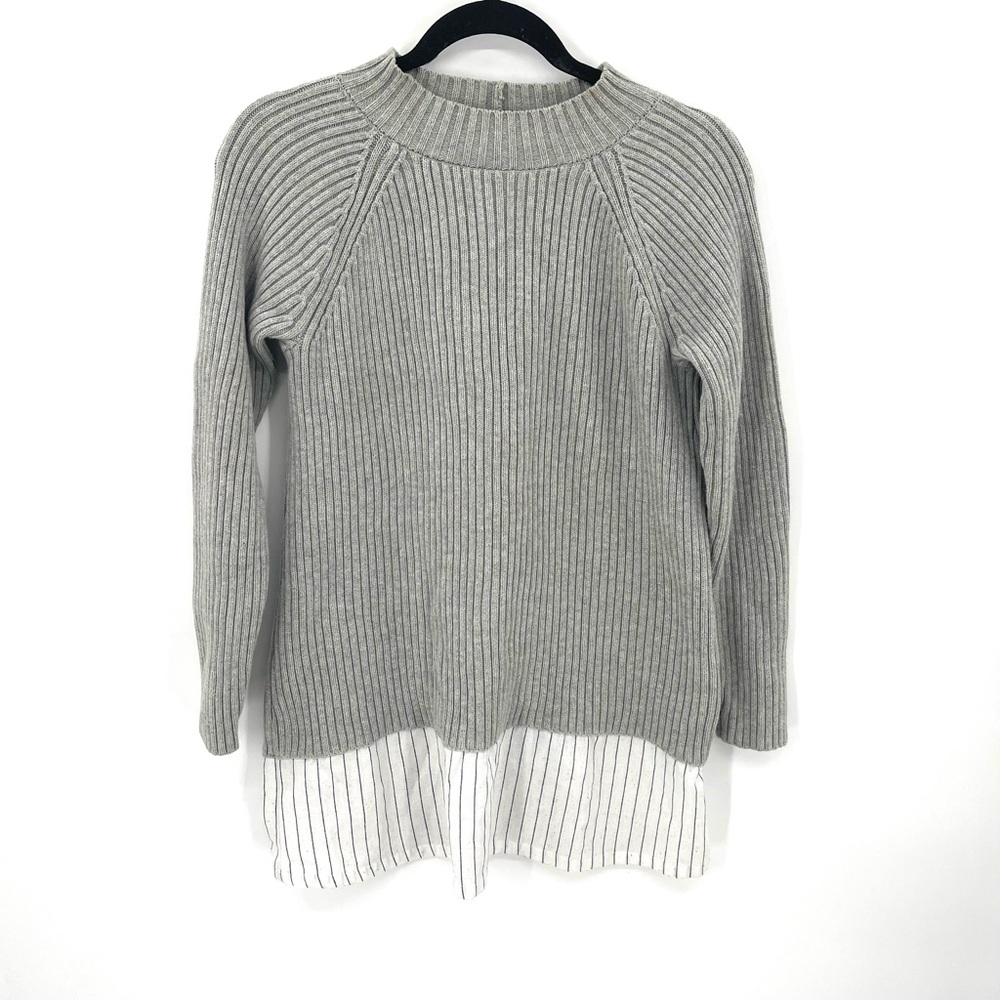 French connection ribbed mock neck tie back under shirt long sleeve swea…